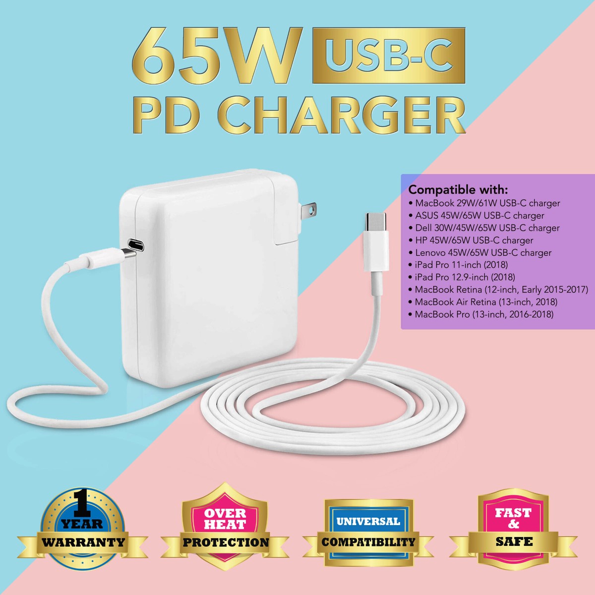 MacBook Air (M1, 2020) アダプタ&ケーブル付き（28） 61W USB-C Power Adapter Charger for Apple MacBook Air (M1