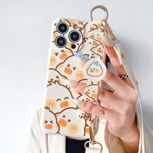 For iPhone Samsung Crossbody Cute Duck Neck Wrist Strap Case Stand Phone Cover - Picture 11 of 15