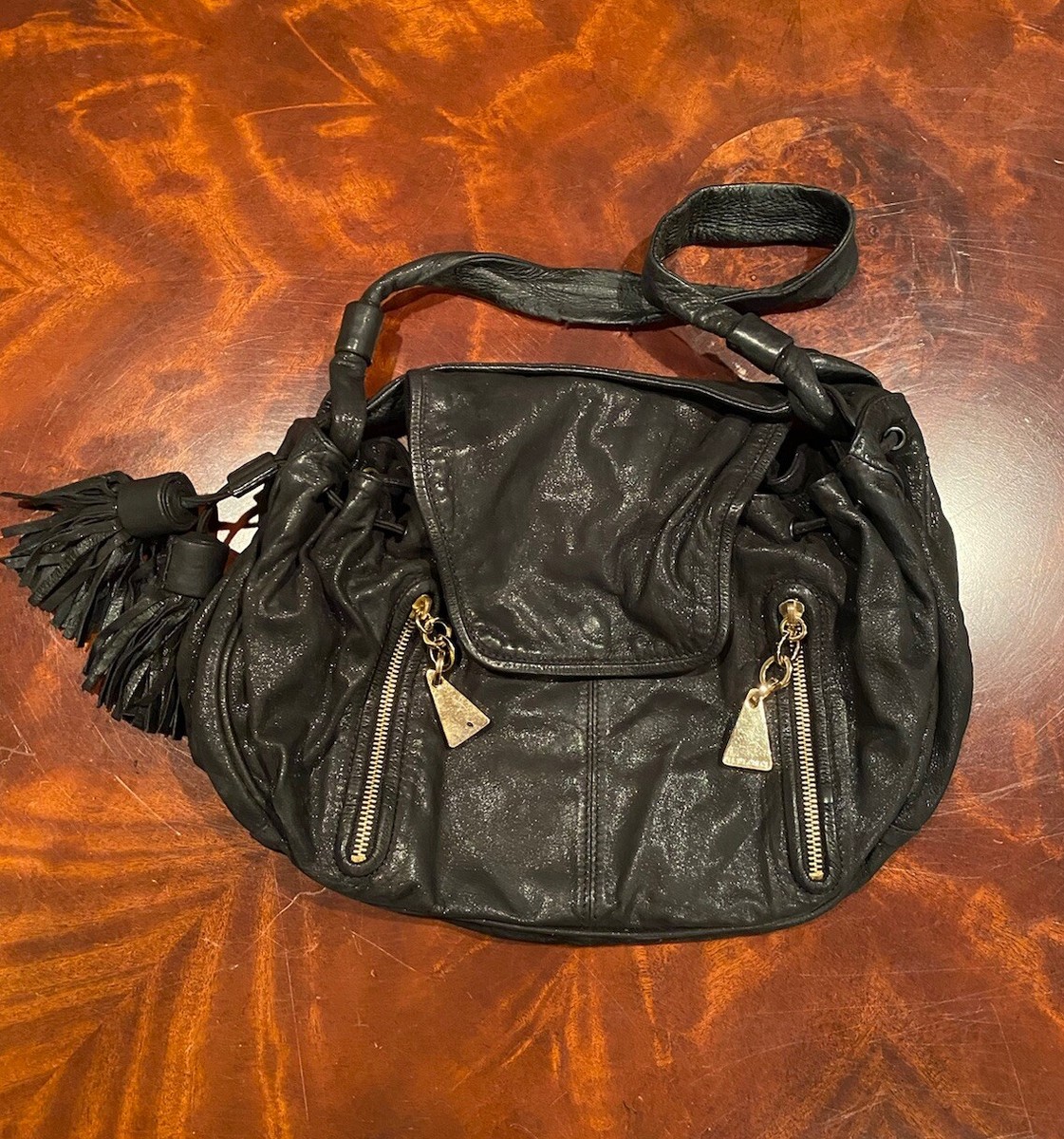 SEE BY CHLOE CHERRY Black LEATHER Shoulder BAG Gold Hardware