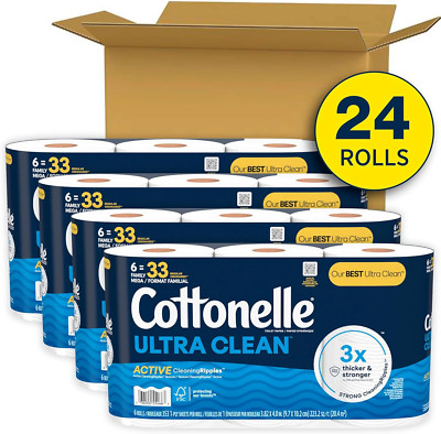 Cottonelle Ultra Clean Toilet Paper,24 Mega Rolls (132 Regular Rolls) 353 Sheets