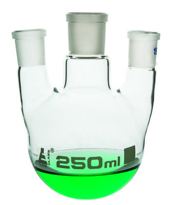 Distillation Flask, 3 Necks, 250ml Capacity, 24/29 and 19/26 Sockets -Eisco Labs