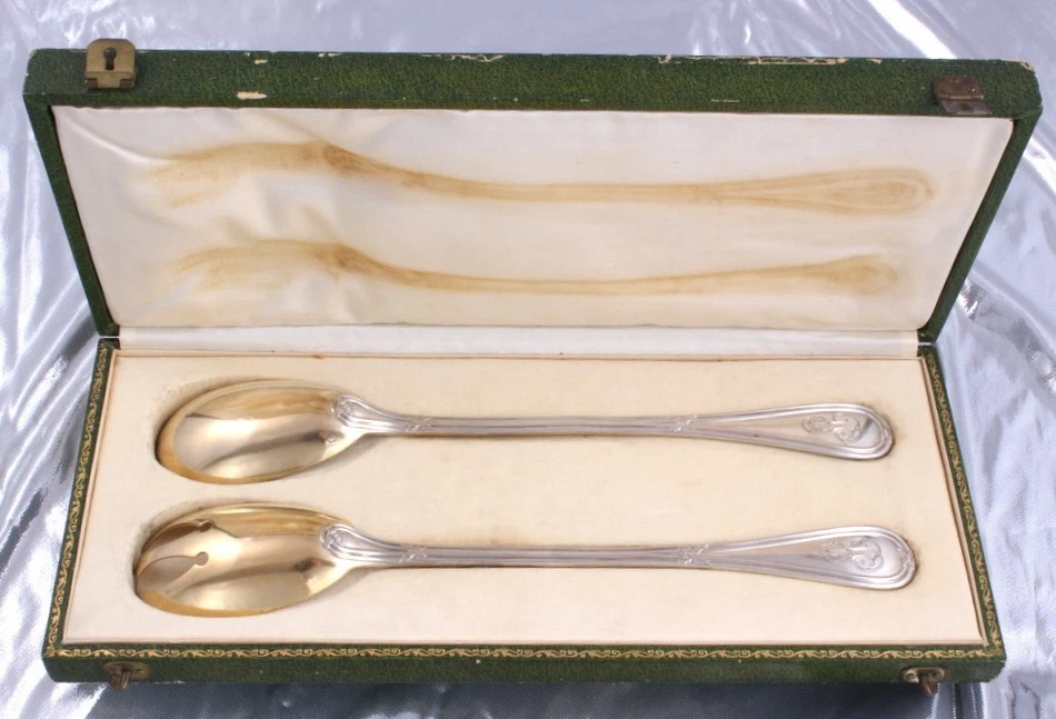 Couverts à Salade Vintage Inox Ajouré – Lot De 2 – Fabrication Française – Parfait état