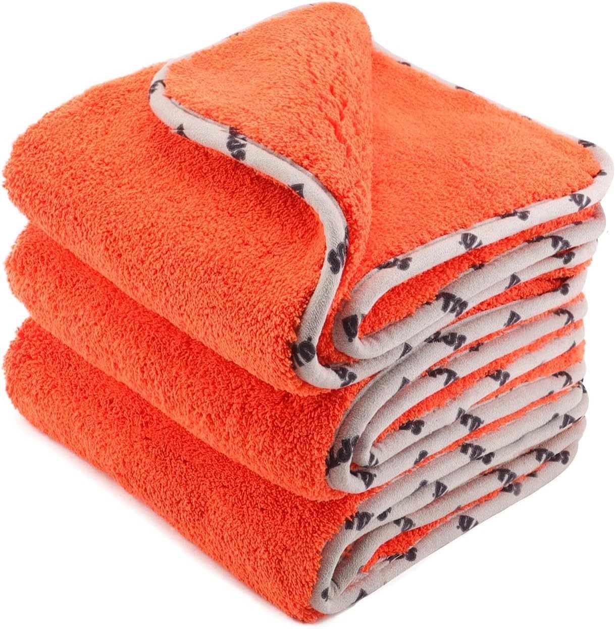 Mikrofaser-Reinigungstücher chiffon microfibre 1200GSM lot de 3 gris pour auto