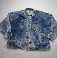 Vintage Lee Jacket Mens M Trucker Denim Acid Wash Faded Button Up Jean