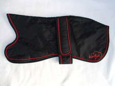 WOODLANDS  17" 43cm WHIPPET COAT BLACK  NYLON OUTER GREY FLEECE LINING