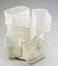 2-Tier Organizer Carousel Metal Cream Mesh Baskets Makeup Tea Spices