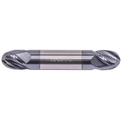 1/2'' Solid Carbide Ball Nose End Mill - Double End - AlTiN Coated, 4 Flute, 3...