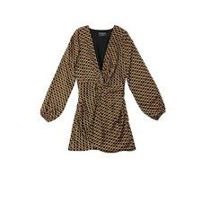 MINKPINK Valentina Long Puff Sleeve Faux Wrap Mini Dress Size XS Glam Chic