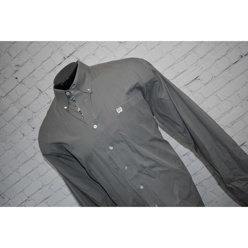 Cinch Western Shirt Dress Mens Size XL Gray Paisley Flip Cuff Design Button Down - Picture 8 of 8