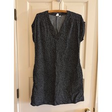 GAP Womens Black White Polka Dot V-Neck Shift Dress Short Sleeve Size S