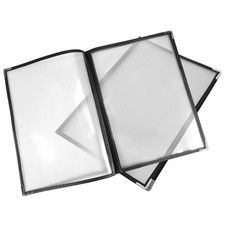 2Pcs Transparent Restaurant Menu Covers for A4 Size Book Cafe Bar 4 Pages