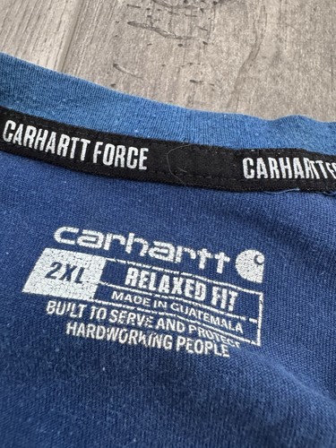 Carhartt 2XL Blue Short Sleeve Shirt Relaxed Fit Force Casual Workwear Faded - Picture 2 of 6