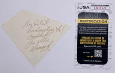Joe Willie Namath Signed Cut Signature Autograph JSA COA New York Jets Auto HOF