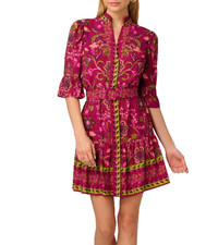 Adrianna Papell Belted Dress 12 Burgundy Floral Button Front 3/4 Sleeve NWT $149