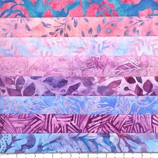 8 Fat Quarters Rose Garden Batik Lunn Fabric FQ Pack 100 Cotton Pink Blue Sky