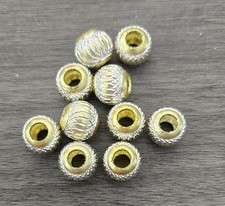 Set Of 10 Gold With Silver Bracelet Beads