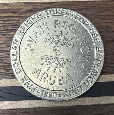Hyatt Regency Casino $5 Five Dollar Casino Slot Gaming Token Aruba 1990
