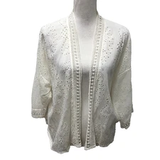 Michael Stars Gardina Wrap Top Womens One Size White Eyelet Boho Coquette Bridal