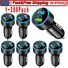 Dual Ports Usb Car Cigarette Charger Lighter Digital Led Voltmeter 12v24v Lot