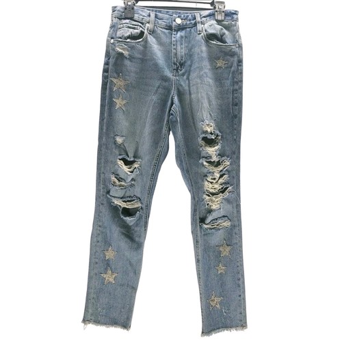 BLANKNYC Ludlow High Rise Distressed Jeans Womens 27 Star Print Tapered