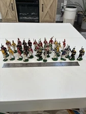 Vintage Hand-Painted Plastic Militia Soldiers (33 Figure Regiment), 2” Tall