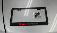 Red 60th Anniversary Mustang 2024-present License Plate Frame Smooth Black Metal