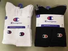 Champion Men's 5 Pair Performance Cushion Crew Socks Size 6-12.5 NEW with TAGS