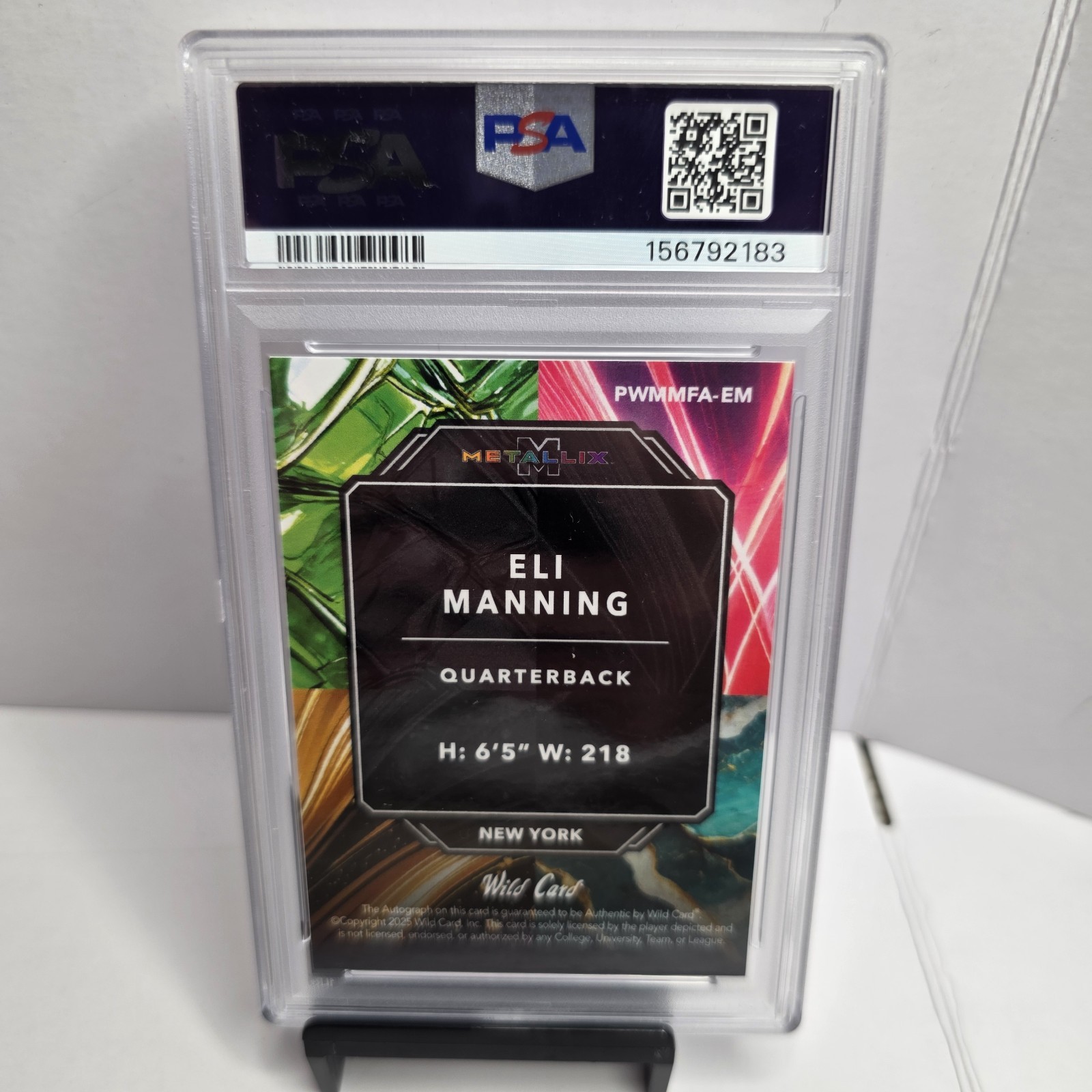 2025 Wild card  METALLIX PL PR Eli Manning 1/1 Auto PSA 9 view 4