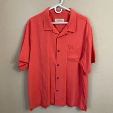 Tommy Bahama Shirt Mens Short Size 2XL Coral Hawaiian Button Up 100% Silk