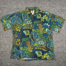 Vtg 90s Kahala Hawaiian Shirt Mens L Tropical Rayon Tiki Aloha Camp Camp Collar