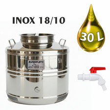 Fusto Contenitore Inox 30 Litri per Olio e Vino – Lamiere SALDATE -con Rubinetto