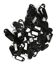100  Plastic Assorted ID Black Color Key Keyring Fobs 