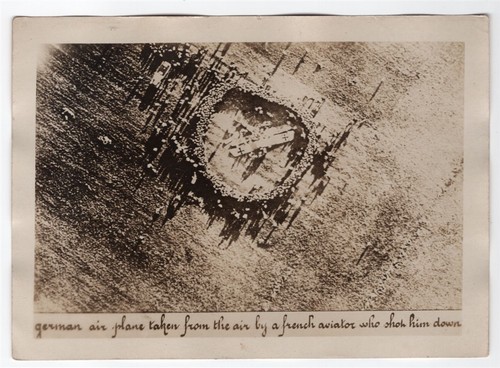 WWI German Aircraft Shot Down by French Aviator Who Took Picture Original Photo