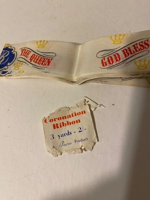 Vintage Royal Coronation Wide Ribbon Unused 3 Yards God Bless