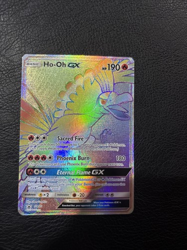 Pokémon TCG HO-OH GX Sun & Moon Sm80 Promo Rainbow Rare Textured NM