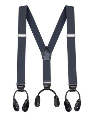 Buyless Fashion Button Suspenders for Men 48'' Adjustable Straps 1 1/4'' Y Shape