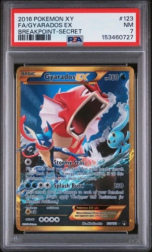 2016 POKEMON XY BREAKPOINT SECRET #123 FULL ART/GYARADOS EX PSA 7