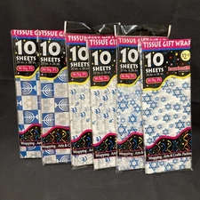 Hanukkah Menorah Star of David Jewish Tissue Paper Sealed 6 Packs of 10 Sheets