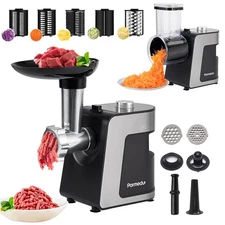 Electric Cheese Grater & Meat Grinder 2-in-1: Vegetable Cutter Veggie Slicer ...