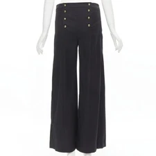 JW ANDERSON decorative double gold button back wide leg trousers pants S