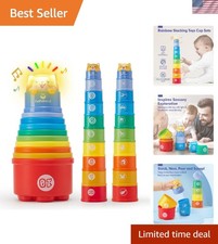 Non-Toxic Stacking Cups with Sounds - Perfect Toddler Toys for 1 Olds