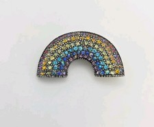Vintage Rainbow Brooch Pave Rhinestone Multicolor Aurora Borealis Marked Star