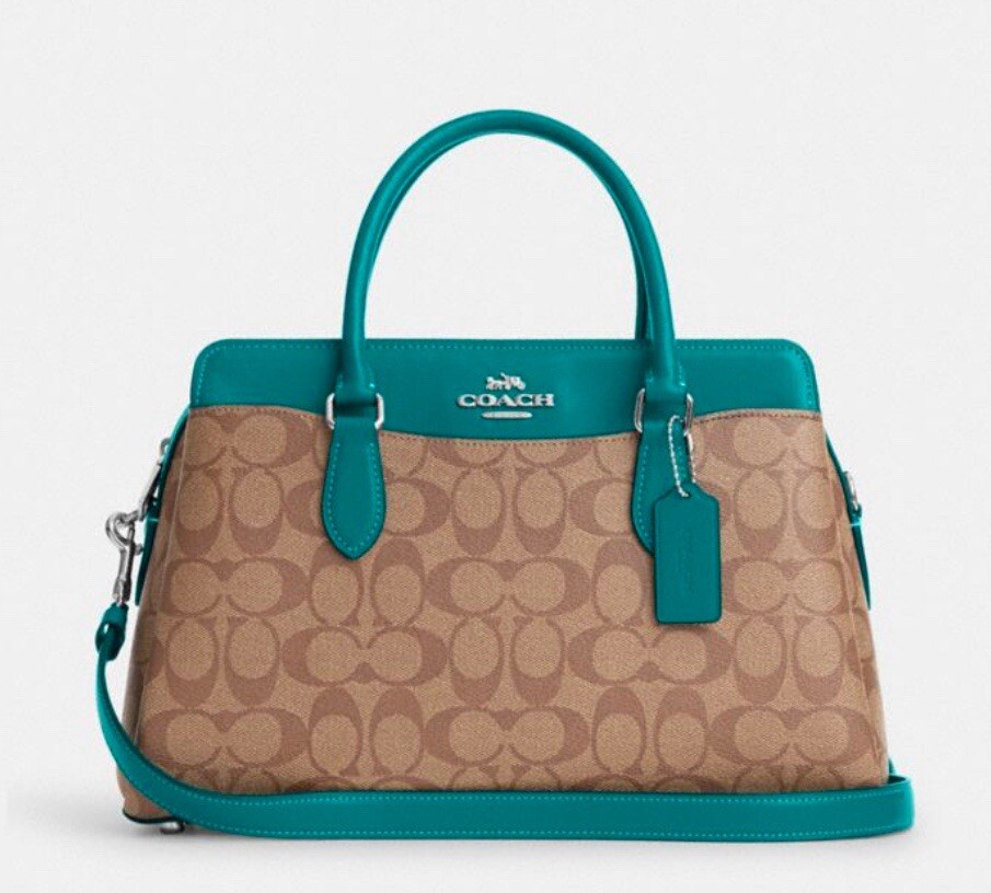 Coach Darcie Carryall Crossbody In Signature Canvas Leather Khaki