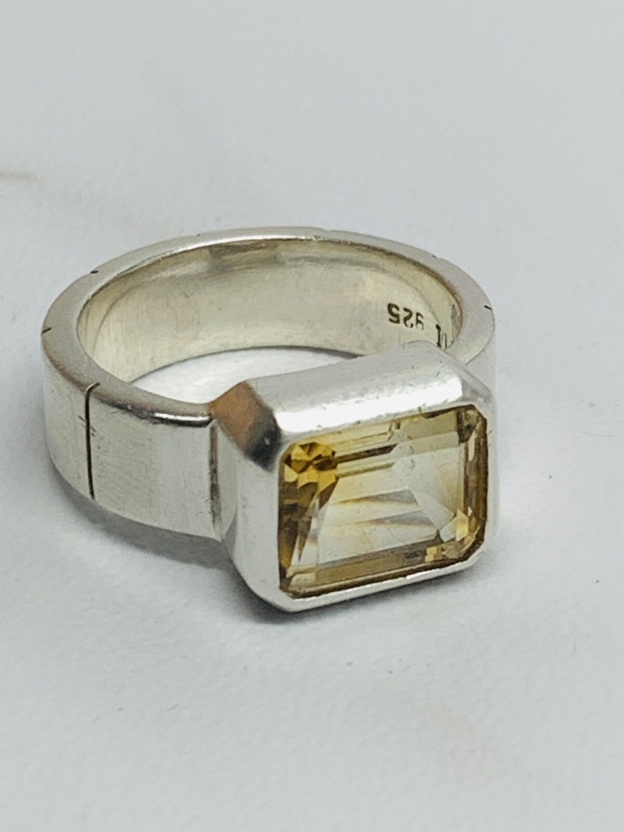 Gorgeous PTI Nepal Sterling Citrine Ring Size 7.5 View 2