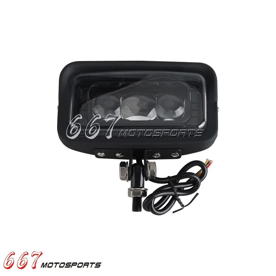 For Harley Softail Bobber Cafe Racer Honda Yamaha Suzuki LED Rectangle Headlight - Image 3 of 4