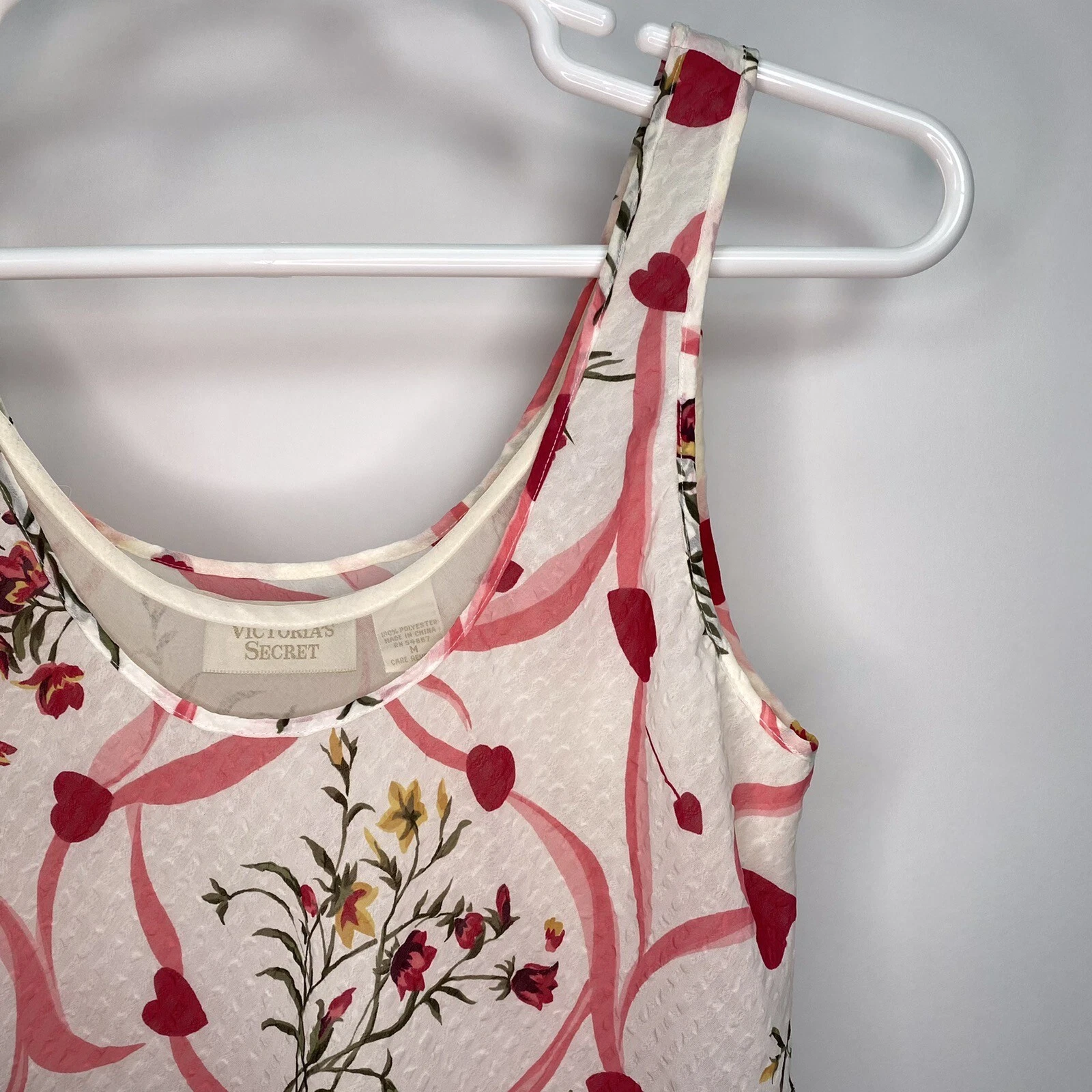 UNDERCOVER Victoria’s Secret Floral Hearts Medium Mini Abito Slip Strati Kawaii Delicato