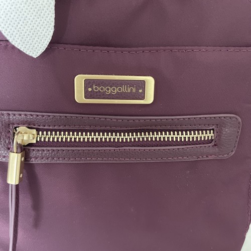 Baggallini Brooke Deep Plum Purple Crossbody Zip Purse Bag Strap Cargo New - Picture 3 of 16