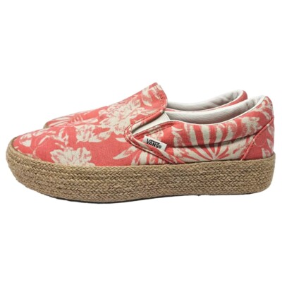 Vans Tropical Floral Platform Espadrilles Shoes Deep Sea Coral