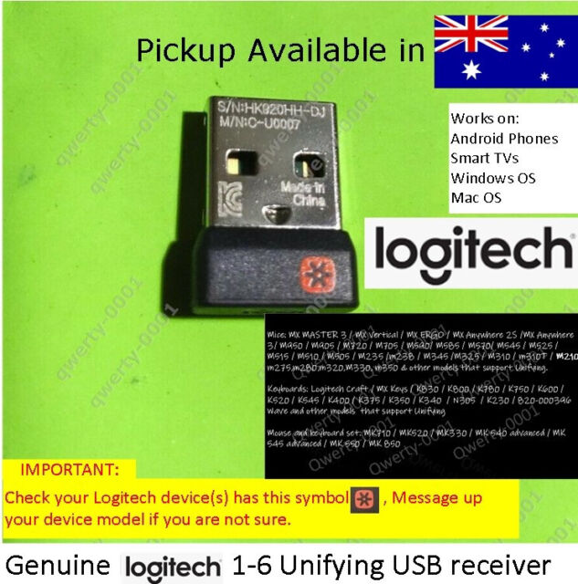 Logitech Genuine Unifying USB Receiver Dongle upto 6 Keyboard Mouse
