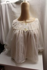 Vintage ShadowLine White Nylon Babydoll Sissy Princess Puff Sleeve Bed Jacket S